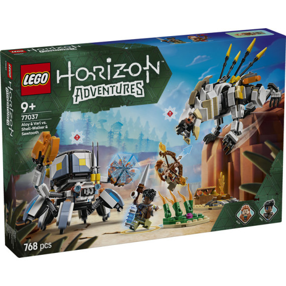 LEGO® Horizon Aloy og Varl mot skallvandrer og sagtann. Leke med maskinfigurer 77037