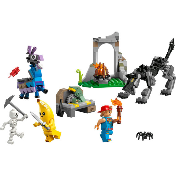 LEGO® Fortnite® Peely og Sparkplug slår leir på sletten. Byggesett med dataspillfigurer 77075