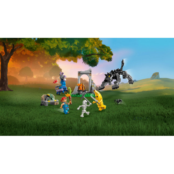LEGO® Fortnite® Peely og Sparkplug slår leir på sletten. Byggesett med dataspillfigurer 77075