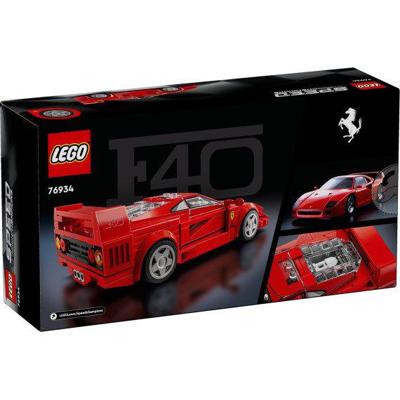 LEGO® Speed Champions Ferrari F40, superbil. Lekesett med byggbar bil og lekemodell 76934